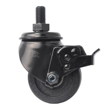 易得力(EDL) 丝杆刹车尼龙（PA）设备脚轮，脚轮3寸500kg，M43343L/M16X25-M433-16