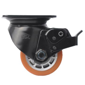 易得力(EDL) 平顶刹车高强度聚氨酯（TPU）设备脚轮，脚轮2.5寸500kg，M433225L-M4325-86A