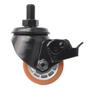 易得力(EDL) 丝杆刹车高强度聚氨酯（TPU）设备脚轮，脚轮2.5寸500kg，M433425L/M16X25-M4325-86A