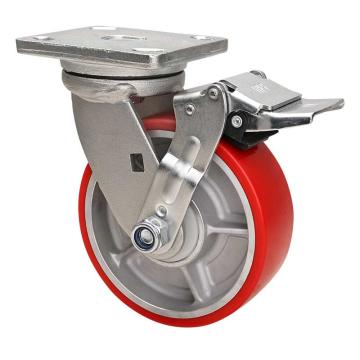 易得力(EDL) 平顶刹车高强度聚氨酯(TPU)脚轮，脚轮重型6寸750kg，78126E-786-86A/E