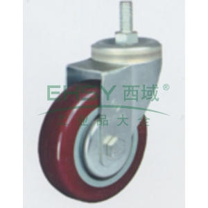 申牌 3寸聚氨酯中型脚轮，丝杆活动M12 载重(kg):105 轮宽(mm):30 全高(mm):111，20A04-1014