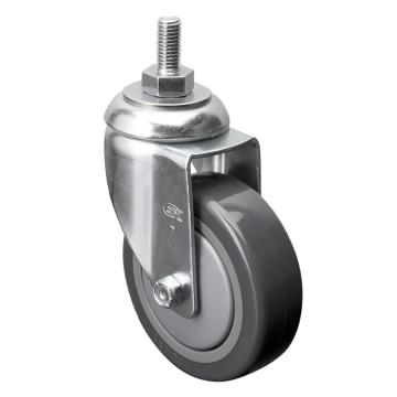 易得力(EDL) 丝口万向聚氨酯(PU)脚轮，脚轮中型4寸130kg，57134/M12X25-574-77