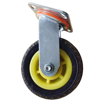 哈德威 实心橡胶静音6寸平顶万向轮，载重（kg）：200，底板尺寸（mm）:115*102，安装高度（mm）:185