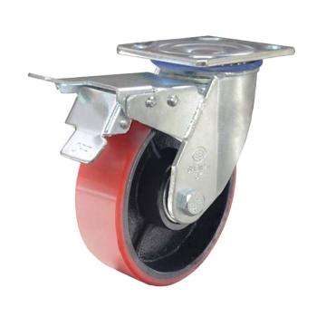 申牌 5寸铁芯聚氨酯刹车轮，载重（kg）：350，底板尺寸（mm）:115*102，35A64-1129