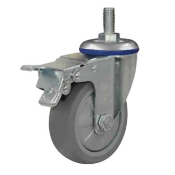 申牌 5寸人造胶丝杆刹车轮，载重（Kg)：110，丝杆尺寸M12*25，安装高度（mm）：163，20A1B-1595