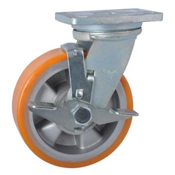 易得力(EDL) 平顶刹车高强度聚氨酯(TPU)脚轮，脚轮重型5寸700kg，78125C-775-86A/C