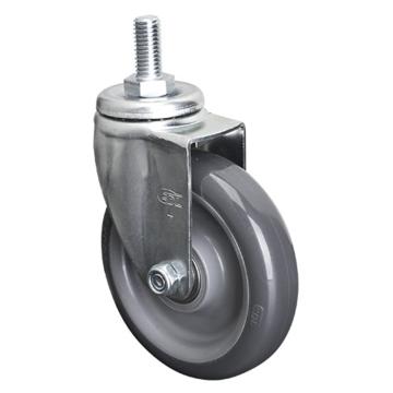 易得力(EDL) 丝口万向聚氨酯(PU)脚轮，脚轮轻型4寸80kg，36134/M12X25-364-76