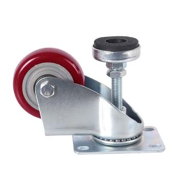 哈德威 3寸福马水平调节聚氨酯万向轮，载重（Kg）：120，安装孔径（mm）；75*45，带脚杯