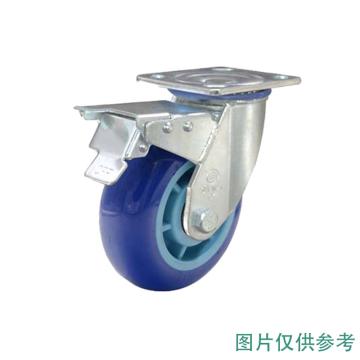 申牌 8寸平底活动边刹塑芯聚氨酯轮，载重(kg):460，全高(mm):240，蓝弧加盖，35A70-1328