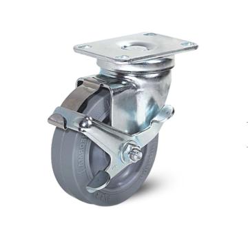 科顺 125人造胶（平边）金属边刹脚轮，轴承 滚珠，2-5646-445BRK1