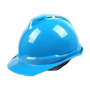 梅思安 V-Gard500 ABS带透气孔帽壳 超爱戴帽衬 灰色针织布吸汗带 D型下颏带 湖蓝色，10172481