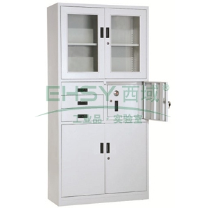 西域推荐 偏三斗内保险柜，900宽*390深*1800高，灰白色，钢板厚度为0.7mm