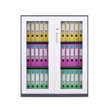 臻远 文件柜，办公柜拆装窄边柜灰白色加厚款 1090对开玻柜，长900*宽400*高1090mm