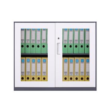 臻远 文件柜，办公柜拆装窄边柜灰白色加厚款 760对开玻柜，长900*宽400*高760mm