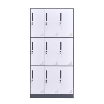 臻远 钢制储物柜，收纳柜更衣柜灰白色窄边套色款 九门更衣柜，900*500*1850mm