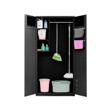 臻远 清洁柜，钢制拖把扫帚储存柜清洁工具柜 黑色双门（拆装） 单位：台