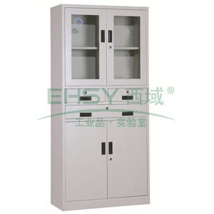西域推荐 器械中三斗柜，900宽*390深*1850高，灰白色，钢板厚度为0.8mm
