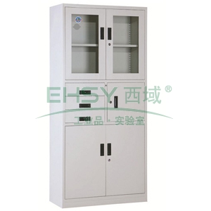 西域推荐 器械偏三斗柜，900宽*390深*1800高，灰白色，钢板厚度为0.7mm