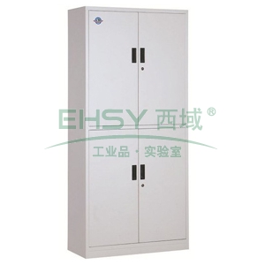 西域推荐 文件柜，上下等高通体双节柜，900宽*390深*1800高，灰白色，钢板厚度为0.7mm