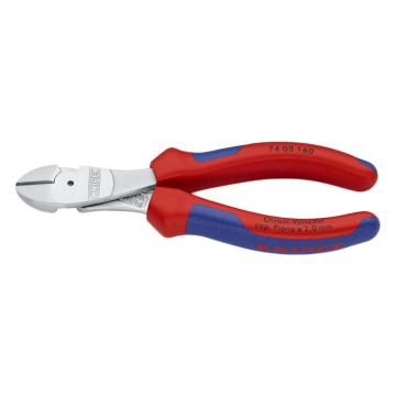 凯尼派克 Knipex 斜口钳，160mm省力型(镀铬头，双色双重材料手柄)，74 05 160