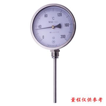 上仪 不锈钢双金属温度计，WSS-511 径向(角型) Φ150 可动外螺纹 M27*2 L=300mm 0-300°C 1.6级