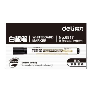 得力 白板笔，6817黑，10支/盒 单位：盒 (替代：RAM753）