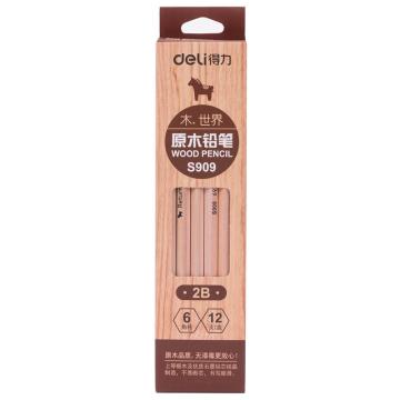 得力（deli）铅笔，书写绘画铅笔 学生铅笔 2B S909 12支/盒 单位：盒