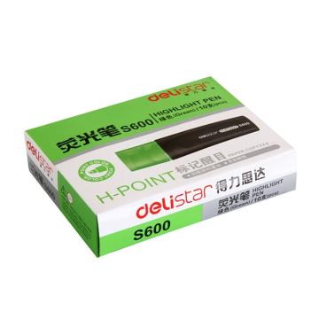 得力（deli）彩色荧光笔，记号笔 日韩 水彩笔 绿色单支S600，10支/盒 单位：盒 (替代：ALY009）