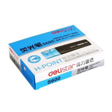 得力（deli）彩色荧光笔，记号笔 日韩 水彩笔 蓝色单支S600，10支/盒 单位：盒 (替代：ALY010）