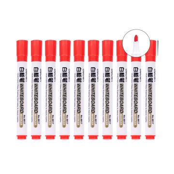 得力 细头直液式可擦白板笔，办公教学会议细白板笔 S521红 10支/盒 单位：盒