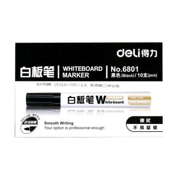 得力 白板笔，6801（黑色），10支/盒 单位：盒 (替代：MCY185）