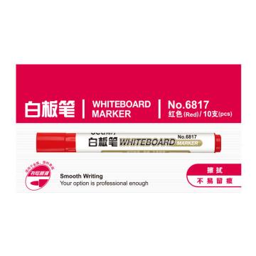 得力 白板笔，6817红，10支/盒 单位：盒 (替代：RAM751）