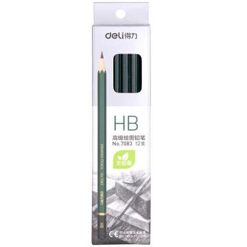 得力（deli）安全石墨铅芯素描绘图HB铅笔学生铅笔，12支/盒 7083 单位：盒