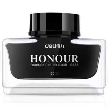 得力墨水，S635瓶装墨水(黑) 50ml 黑色非碳素型钢笔墨水