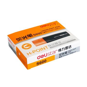 得力（deli）彩色荧光笔，记号笔 日韩 水彩笔 橙色单支S600，10支/盒 单位：盒 (替代：ALY012）