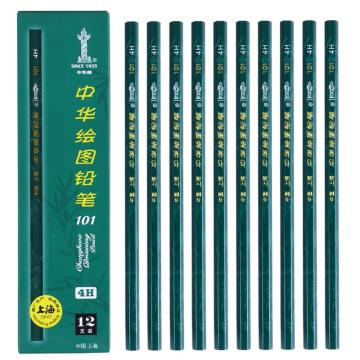 中华 101 铅笔，绘图铅笔 4H 12支/盒 单位：盒