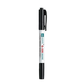GEEMARKER 小双头记号笔，防水低氯核电工业笔标记笔粗头1.0mm 细头0.5mm G-320黑色 单位：支