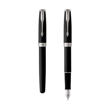 派克（PARKER） 新款卓尔磨砂黑杆白夹墨水笔