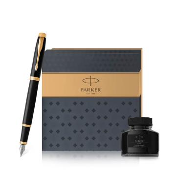 派克（PARKER） 新款IM纯黑丽雅金夹墨水笔+墨水礼盒