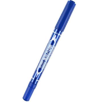 齐心 记号笔， 小双头油性，蓝，12PCS/盒MK804 单位：盒