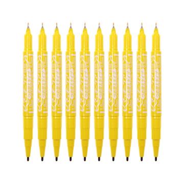 斑马 ZEBRA 速干油性小双头记号笔，YYTS5 细头1.0-1.3mm.极细头0.5mm(黄色）10支/盒 单位：盒