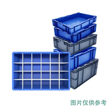 Raxwell EU系列蓝色周转箱EU4622，外尺寸(mm)：：600*400*230，带24分格板