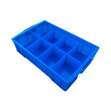 哈德威 八分隔周转箱，外尺寸:585×380×138mm，内格尺寸:128×172×108mm，蓝色