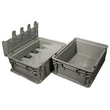 力王 B型第二代周转箱，PK-B2(带盖)，外尺寸:400×300×148mm，灰色
