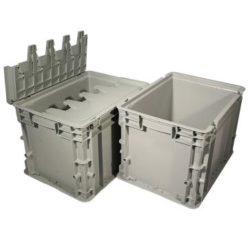 力王 C型第二代周转箱，PK-C2(带盖)，外尺寸:400×300×280mm，灰色