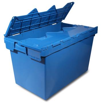 力王 可插式周转箱，PK-5332(带盖)，外尺寸:525*310*320mm，蓝色