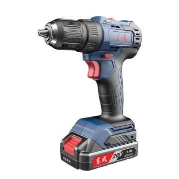 东成 充电式起子电钻，13mm，0-600/2000rpm，最大50Nm，20V/2.0Ah电池两电一充，DCJZ2050A
