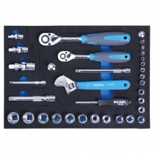 CARL卡尔工具 34件套6.3x10x12.5mm系列公制套筒工具托