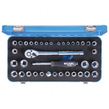 CARL卡尔工具 37件6.3x10mm系列公英制套筒组套